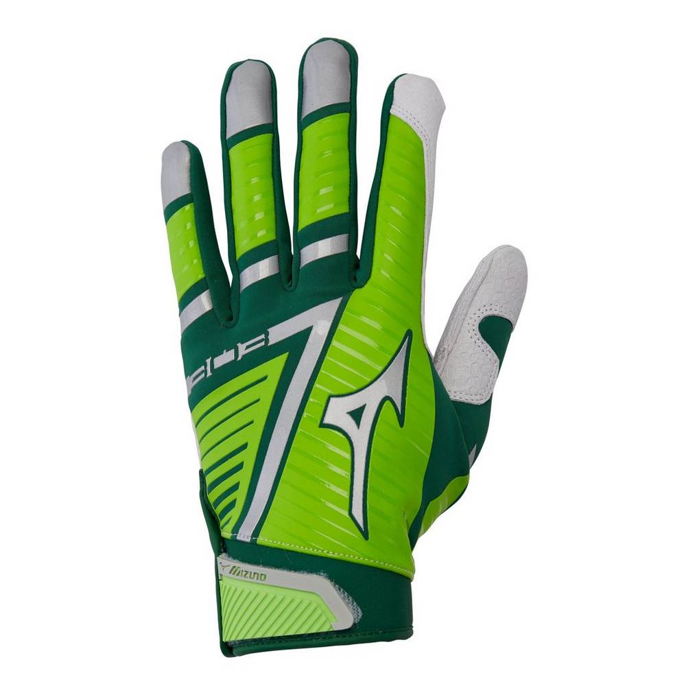 Mens Mizuno B-130 Adult Baseball Batting Gloves Green/Light Green Philippines (XEILDB574)